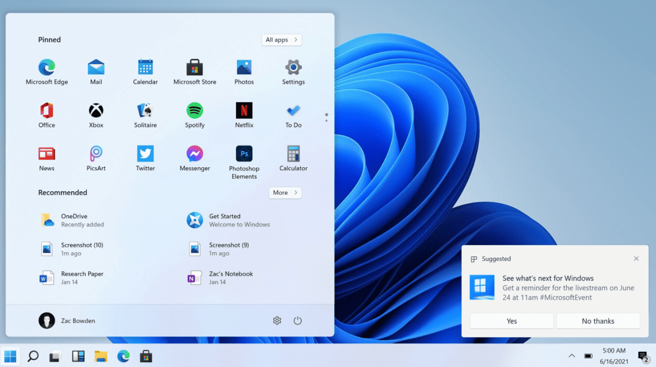 Windows 11 螢幕擷圖疑似外洩 承襲 Windows 10X 元素