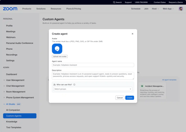 Custom AI Companion 提供創建與部署客製化 AI 代理人的能力，管理者可為員工打造專屬 AI 解決方案
